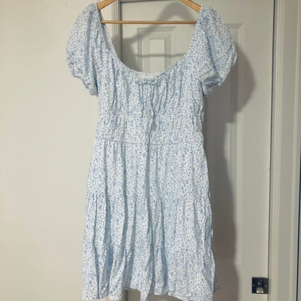 Hollister puff sleeve cotton dress size L long